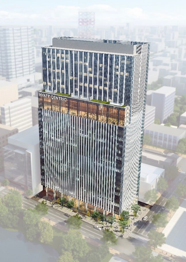 2024年に開業するホテル「ハイアット セントリック 札幌 」建物の外観イメージ