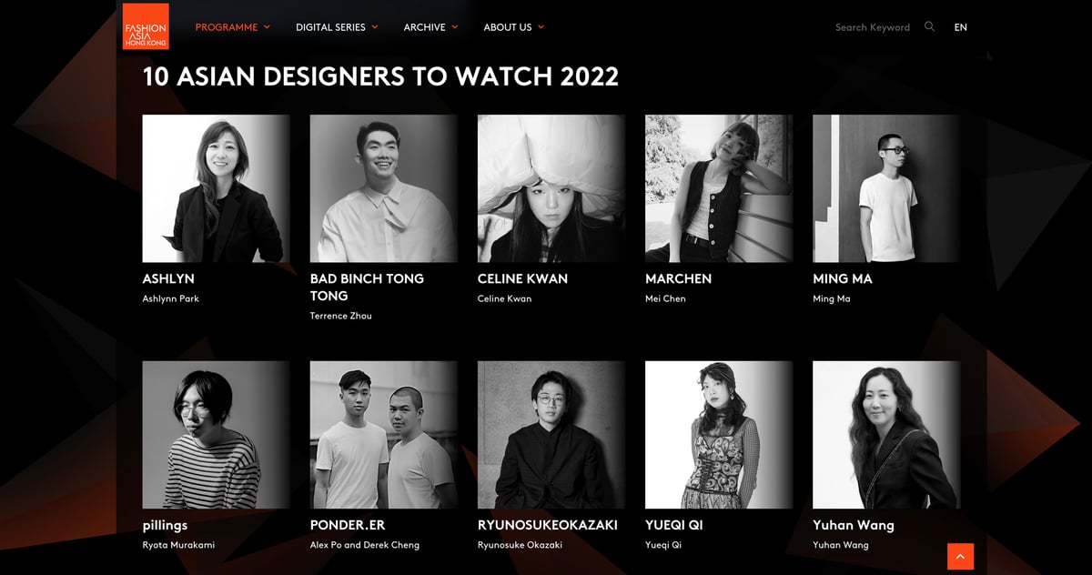 10 Asian Designers To Watch 2022の受賞者一覧画像