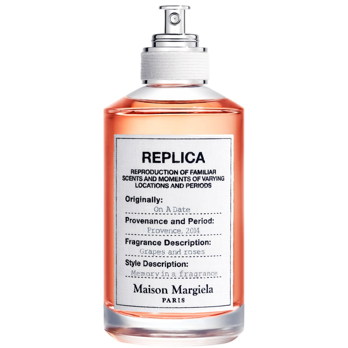REPLICAと刻印されたオレンジ色の香水