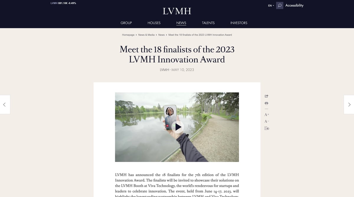 LVMHの公式サイト
