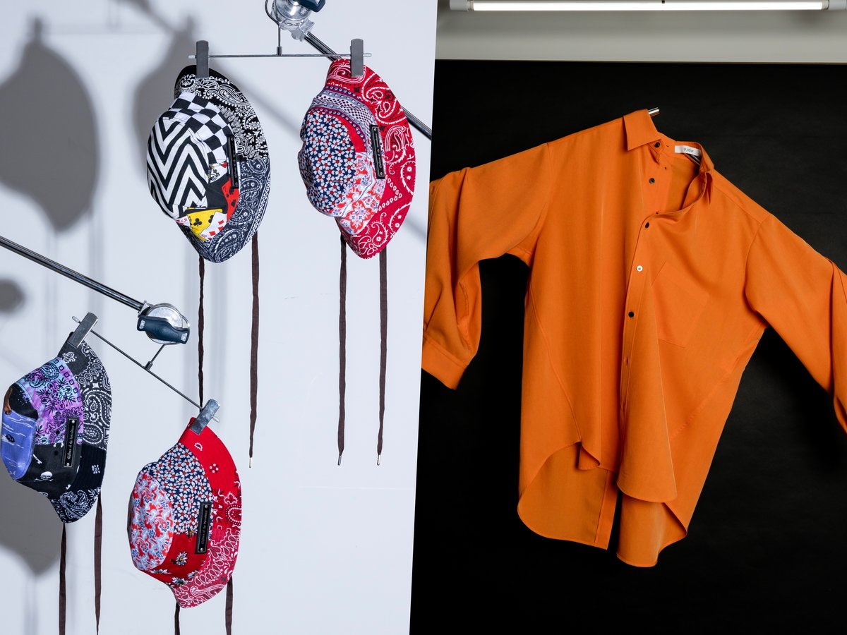 UJOHのオレンジのシャツと、チルドレンオブザディスコーダンスのバケットハット