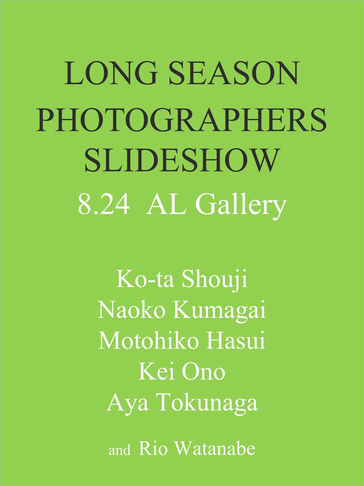 LONG SEASON：PHOTOGRAPHERS SLIDESHOWの告知ヴィジュアル