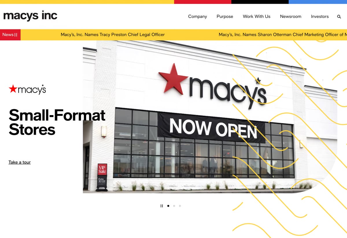 Macy's 公式サイトトップページ画像