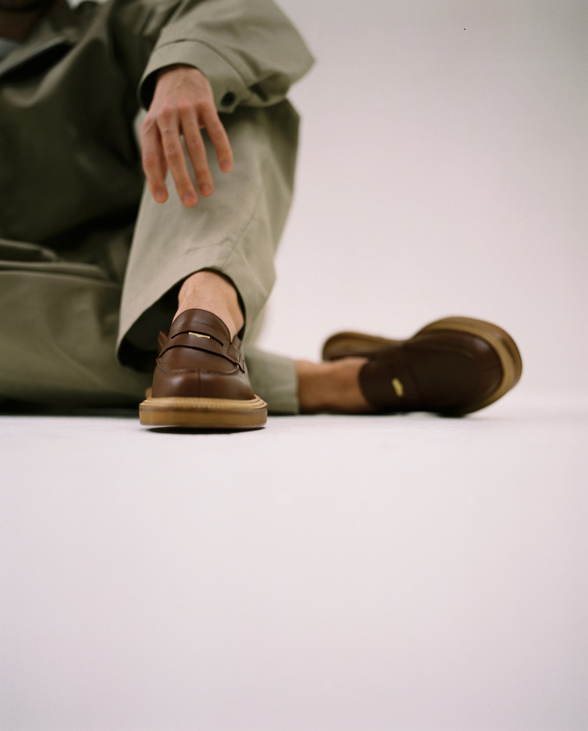 Loafer mule in brown calfskin