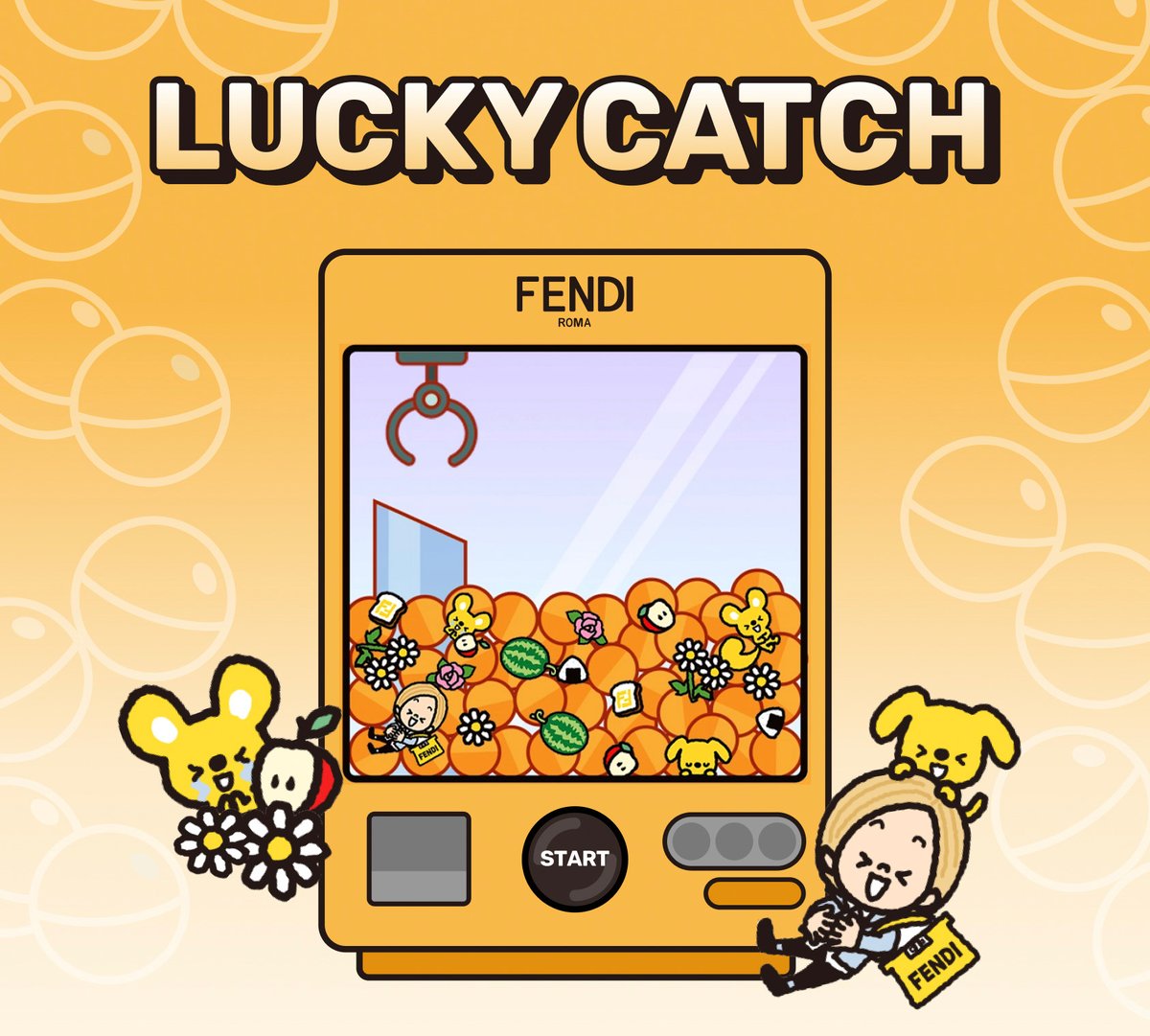 フェンディが制作した期間限定ゲーム「LINE Lucky Catch」のプレイ画面