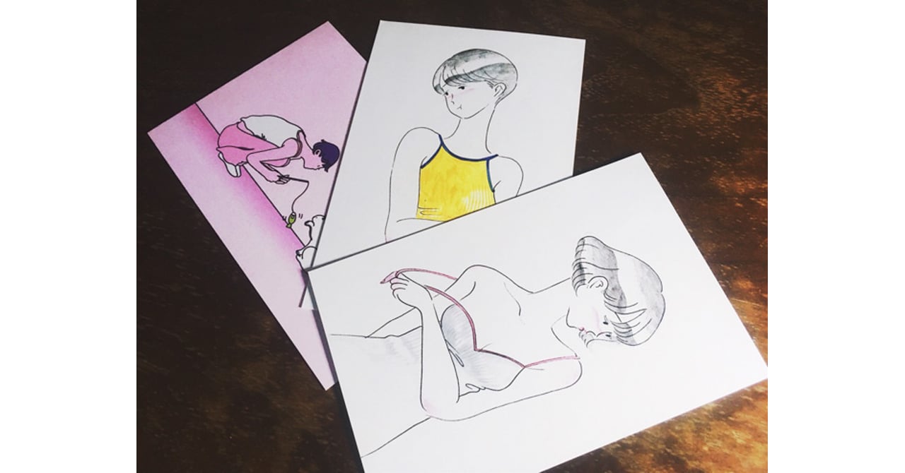 専用 手描きイラスト 鉛筆画 無防備な少女 オリジナル キャミソール