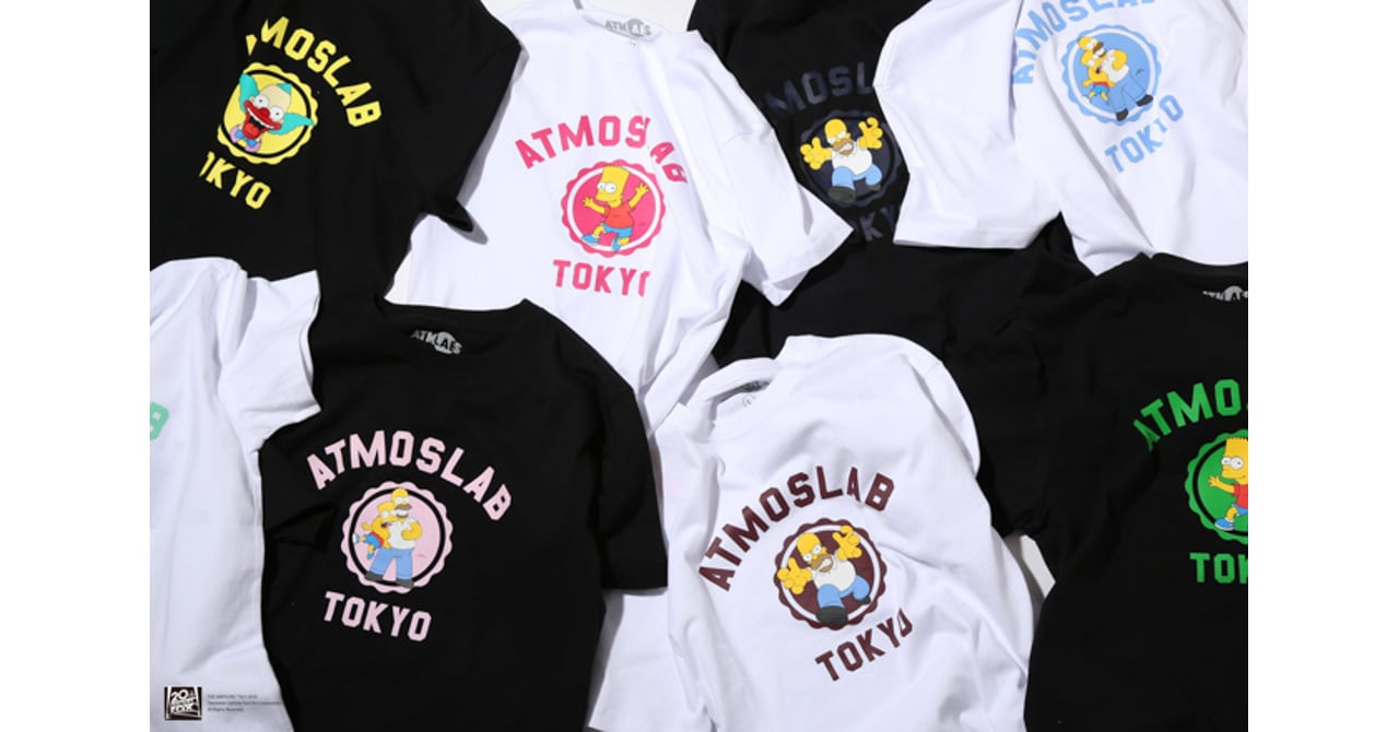 ザ シンプソンズ×アトモスラボ」初コラボ、カレッジロゴ風デザインのT