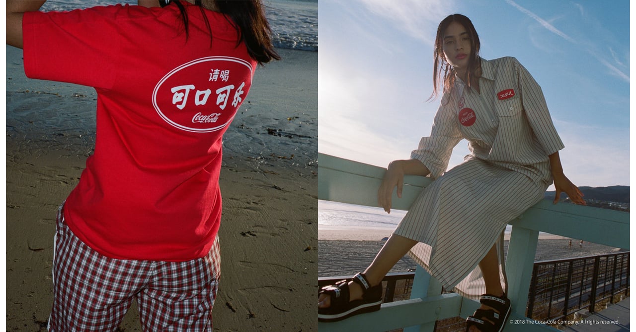 エックスガール×コカ・コーラ、中国語版ロゴのオリエンタルなTシャツ