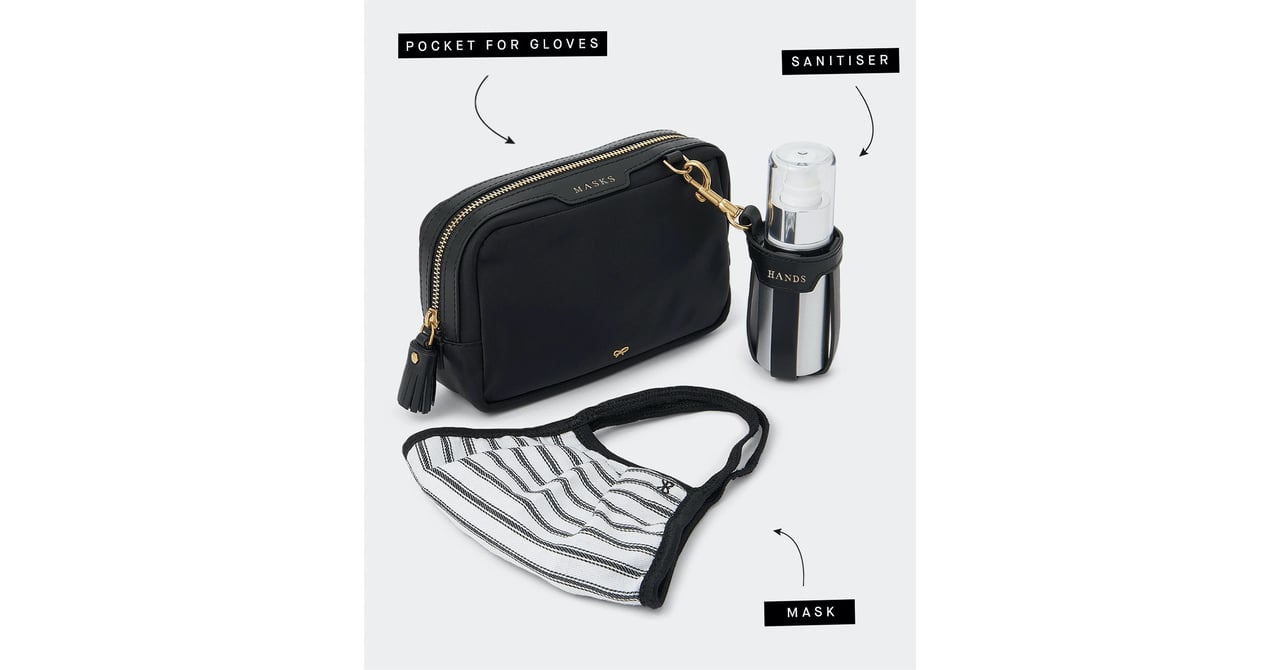アニヤ・ハインドマーチ、マスクや消毒液ホルダーをセットにしたポーチ