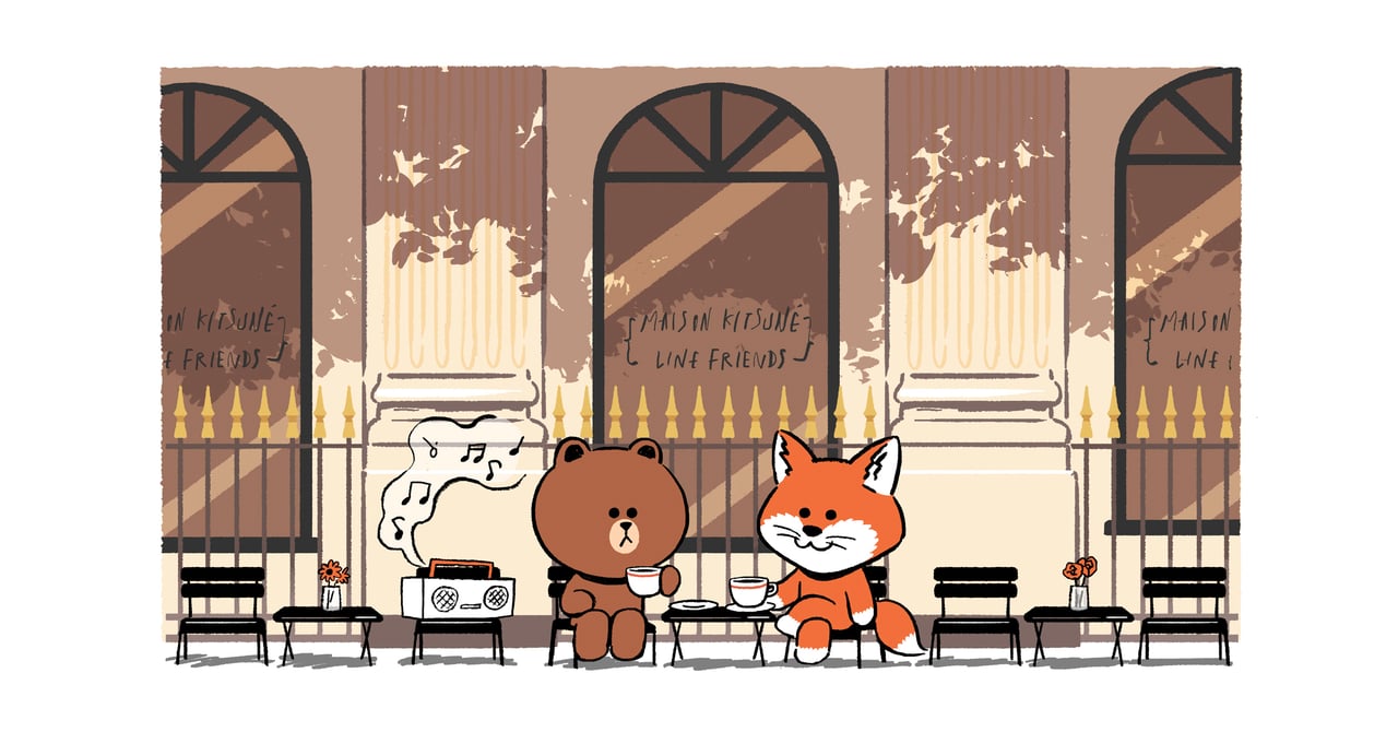 maisonkitsune line friends コラボ　新作　スウェット MAISON KITSUNE' - maisonkitsune line friends コラボ 新作