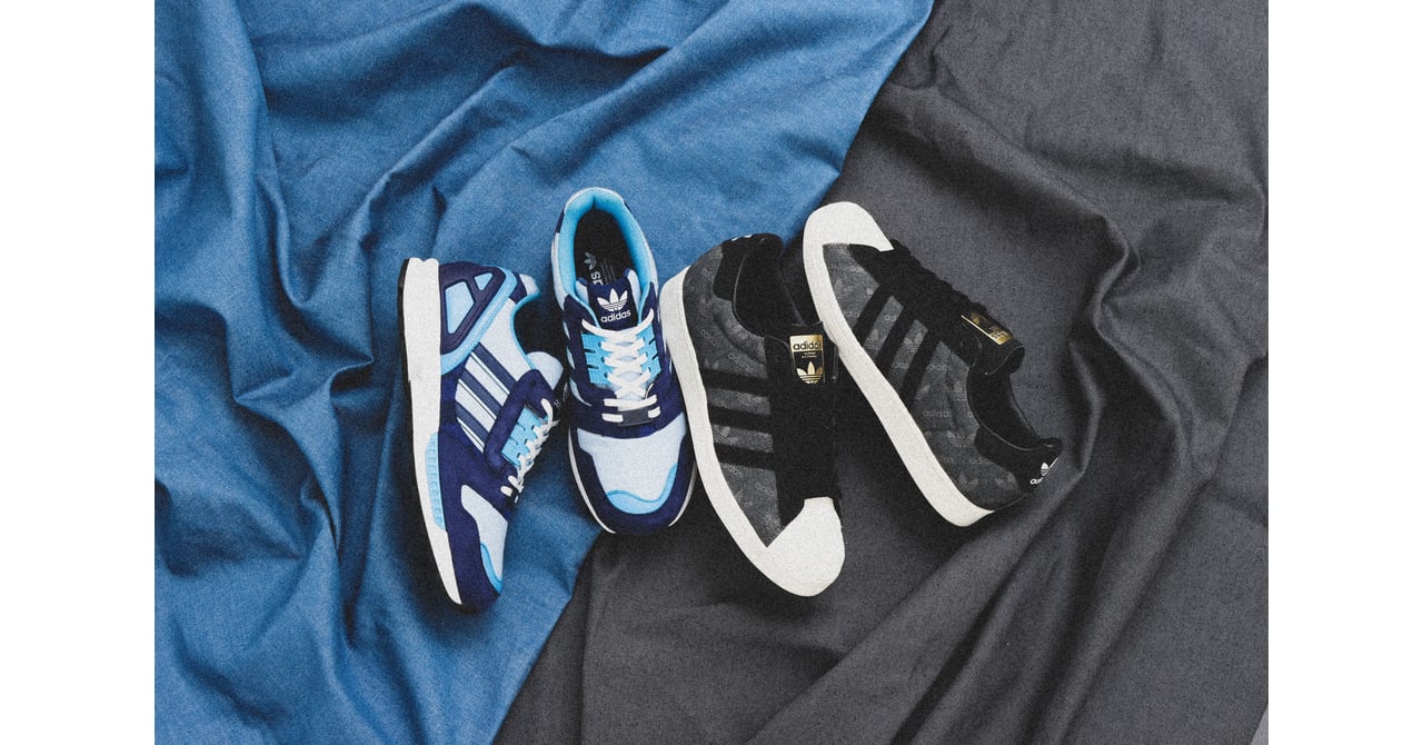 adidas Antiコラボ　デニムシューズ アトモス×アディダス オリジナルス、ヴィンテージデニムモチーフのZX