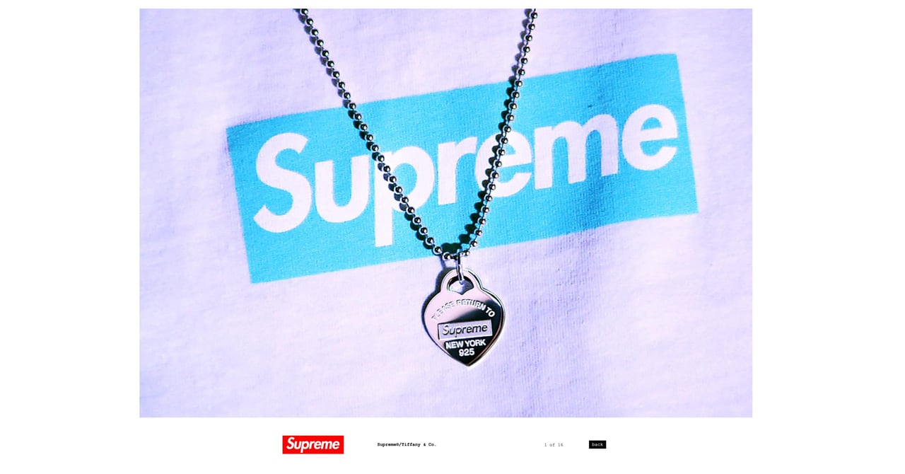 Tiffany & Co. × Supreme　ネックレス　ハート　コラボ Tiffany & Co. × Supreme ネックレス ハート コラボ 11月13日,14日発売