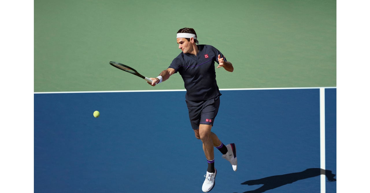 【新品レア】フェデラー ユニクロ上下セットテニスウェア サイズM 紺 ユニクロ フェデラー 錦織 テニス ウェア シャツ パンツ RF 黒 M レア