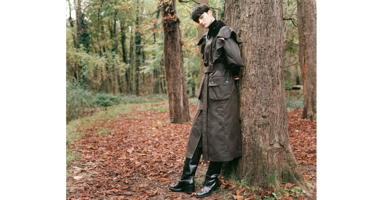 新品未使用　Barbour×Chloe クロエ　ケープコート クロエ×バブアー“翼フリル”のジャケット＆タータンチェック柄ケープ