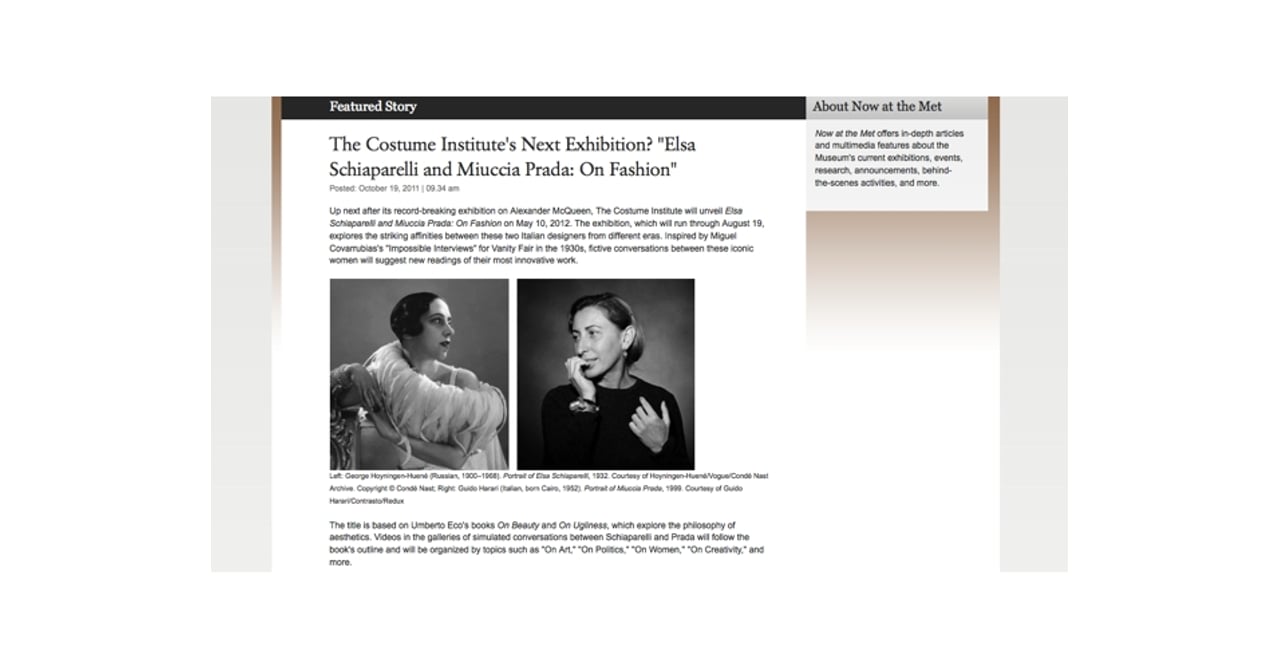 エルザ&ミウッチャ・プラダ展覧会 2012年5月NYで開催