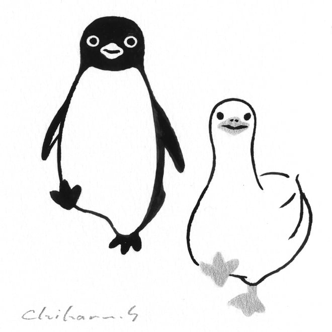 さかざきちはるさん 直筆画 suicaペンギンの作者 「虹が出た」