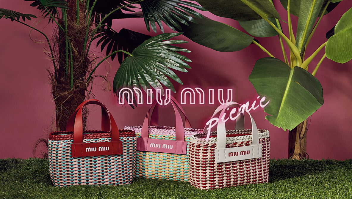 お買い物マラソン限定☆ MIUMIU カゴバッグ レッド×ブルー限定品 | www