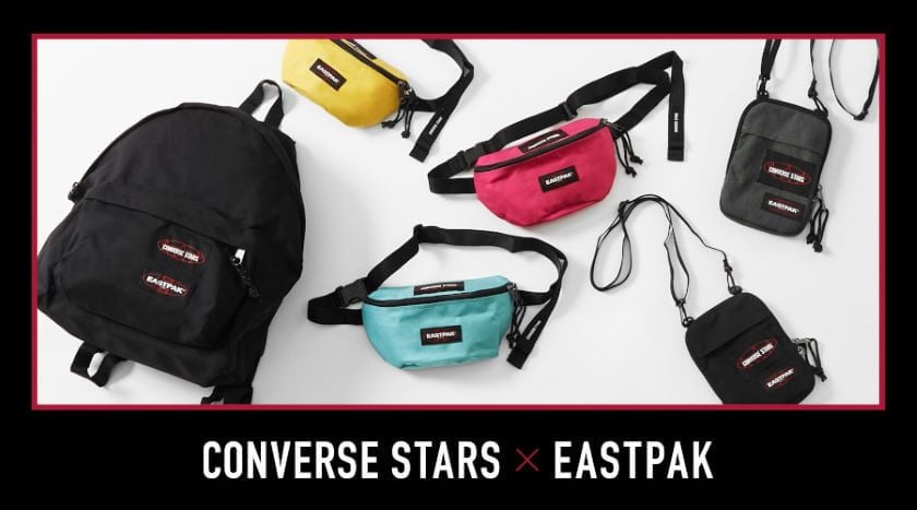 未使用　EASTPAK　レア　コンバースコラボ　ブラックリュック コンバース スターズ」と「イーストパック」がコラボ、バック