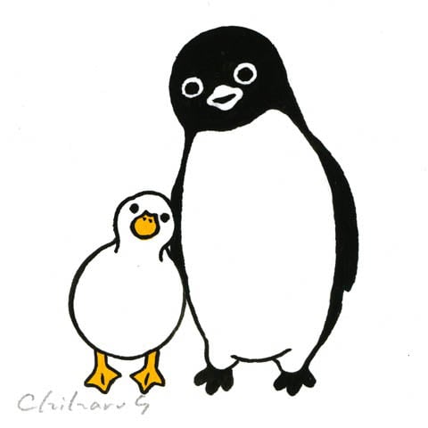 さかざきちはるさん直筆画スイッピとちびすけsuicaペンギン作者