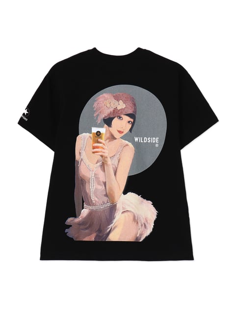 ワイルドサイド ヨウジヤマモトとサッポロ生ビール黒ラベルがコラボ、「美人画」をあしらったTシャツを発売