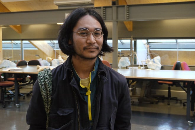 ロンドンの芸術学校「セントラル?セント?マーチンズ」に通う具志堅幸太(2015年12月当時)