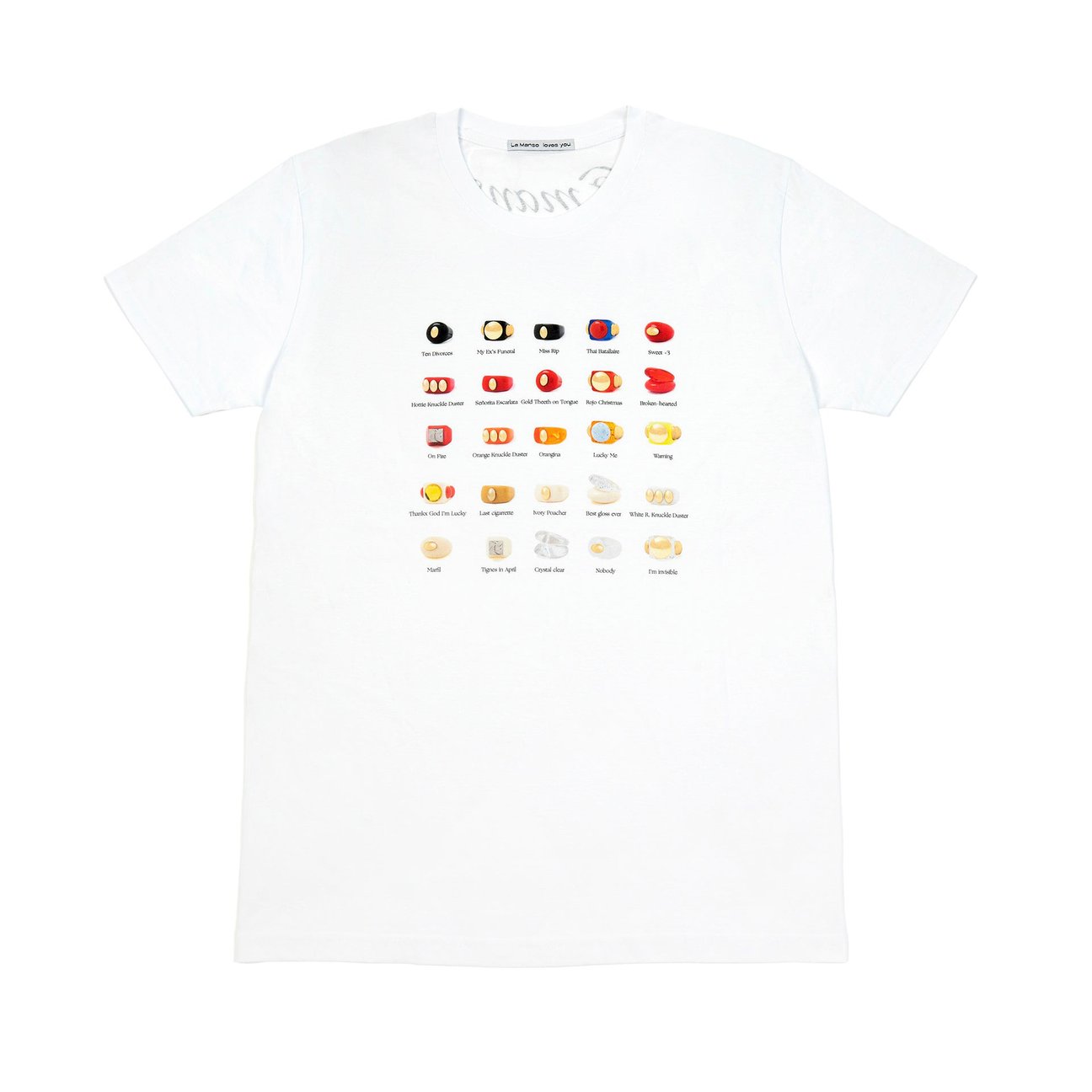 リングがプリントされたTシャツ