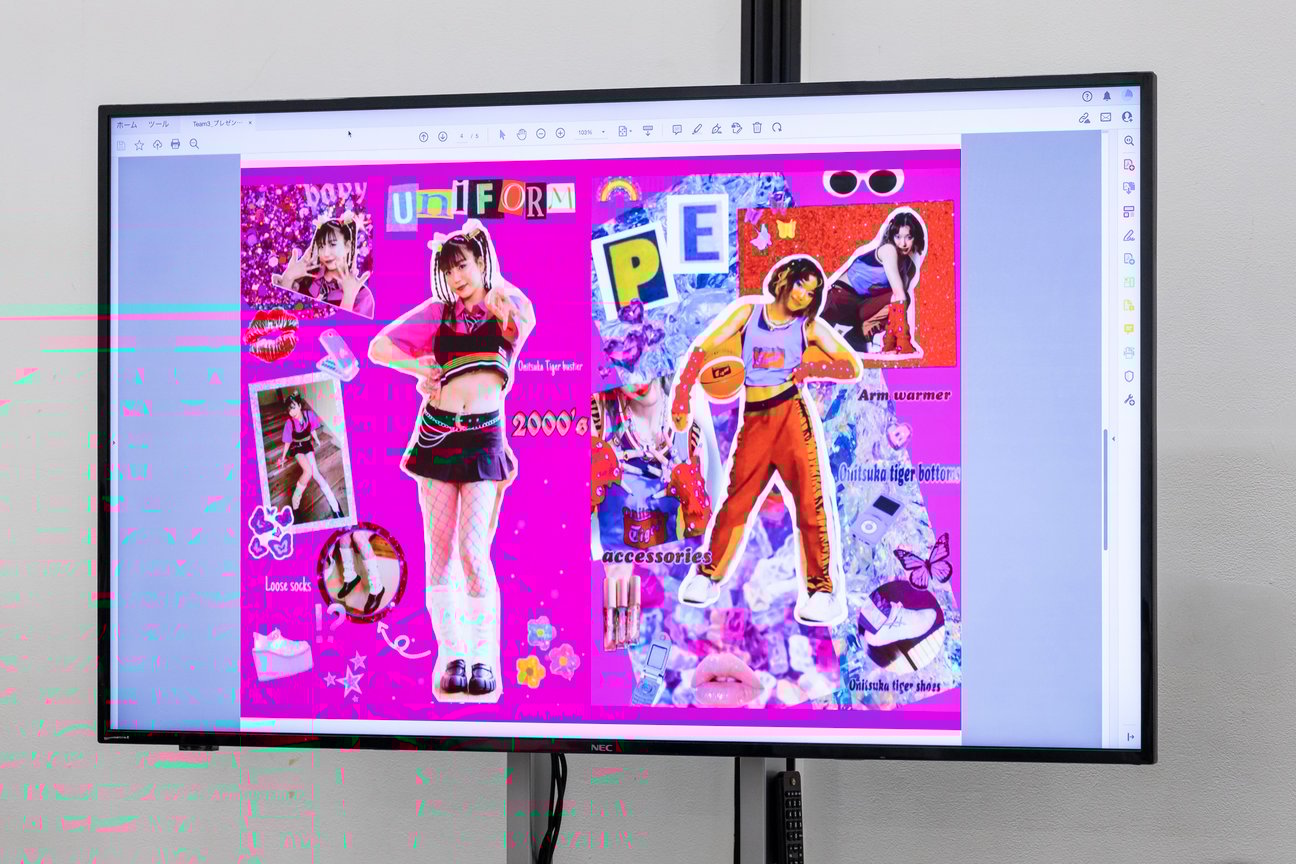 オニツカタイガーとバンタンデザイン研究所による「コラボレーションワークプロジェクト?セッションワーク2022」のプレゼンテーションの様子
