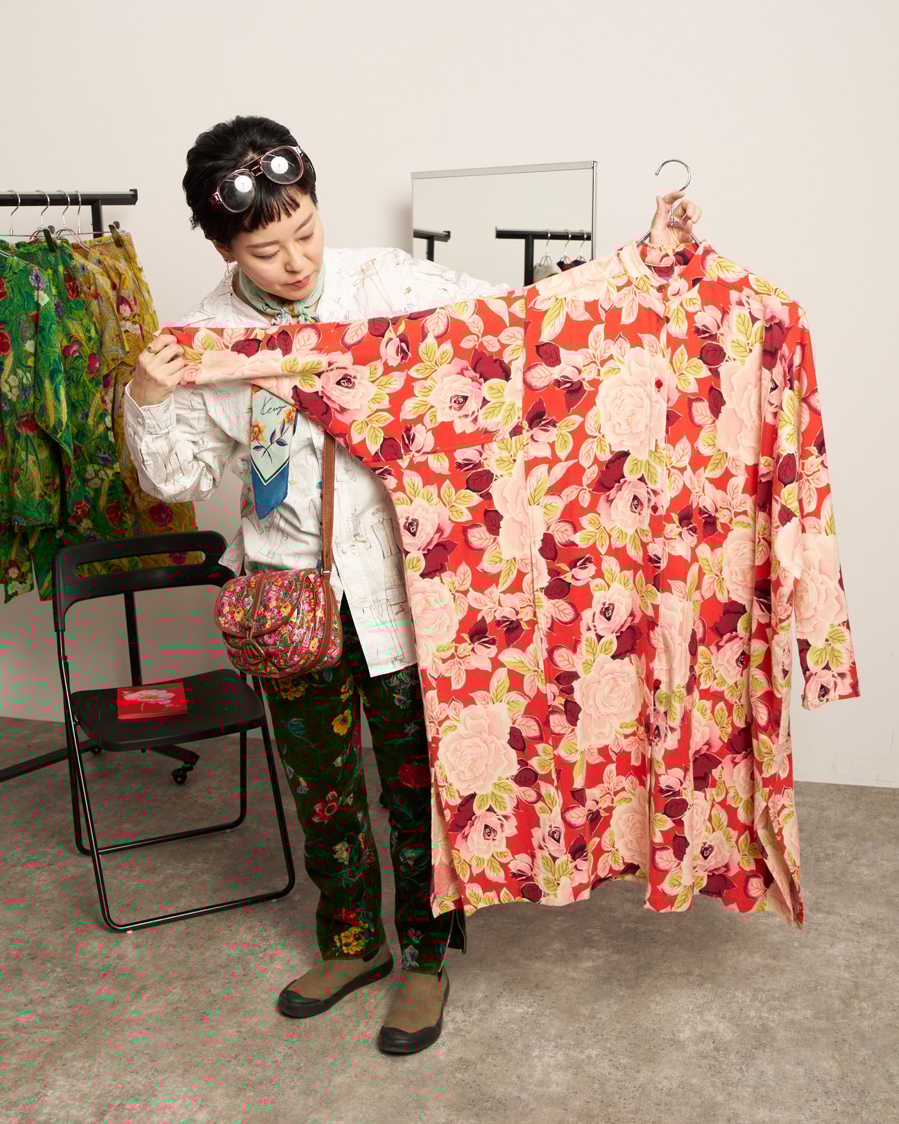 KENZO PARIS 1980's 花柄ドルマンスリーブロングシャツ