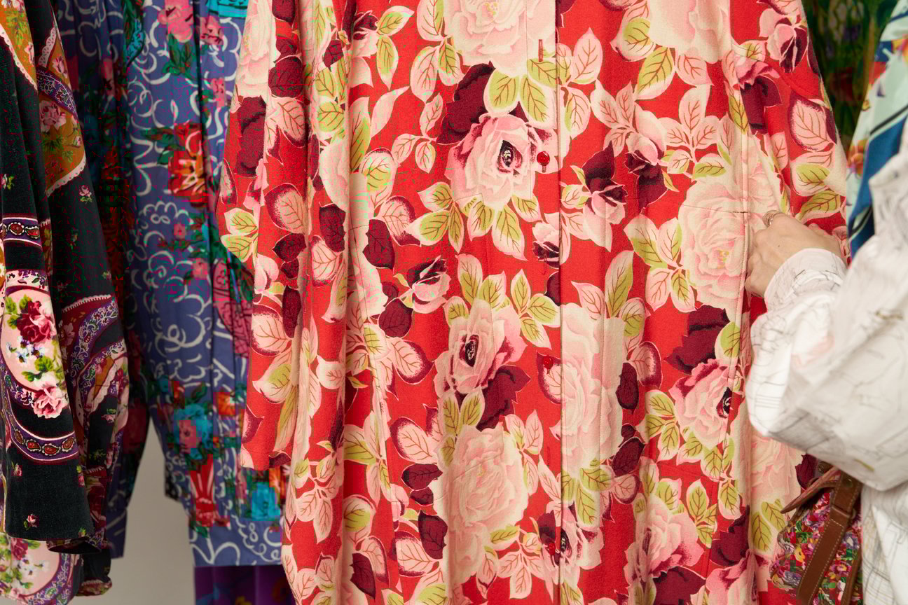 KENZO PARIS 1980's 花柄ドルマンスリーブロングシャツ