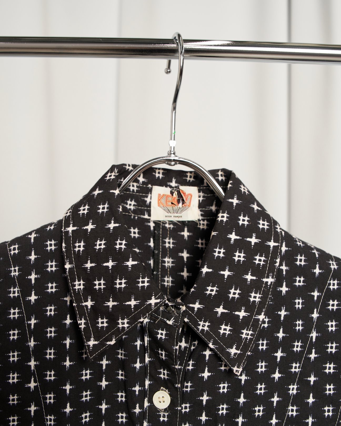 KENZO PARIS 1972ss 絣プリント立体ワンピース