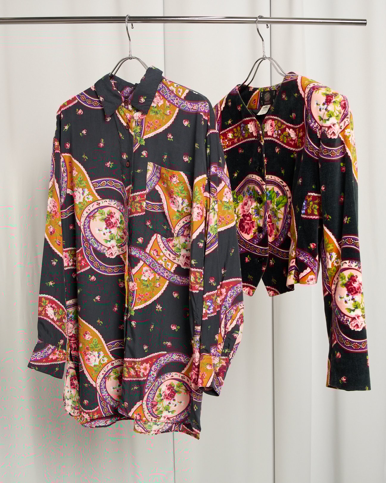 KENZO CITY 1980's 花柄ブラウス&ノーカラージャケット