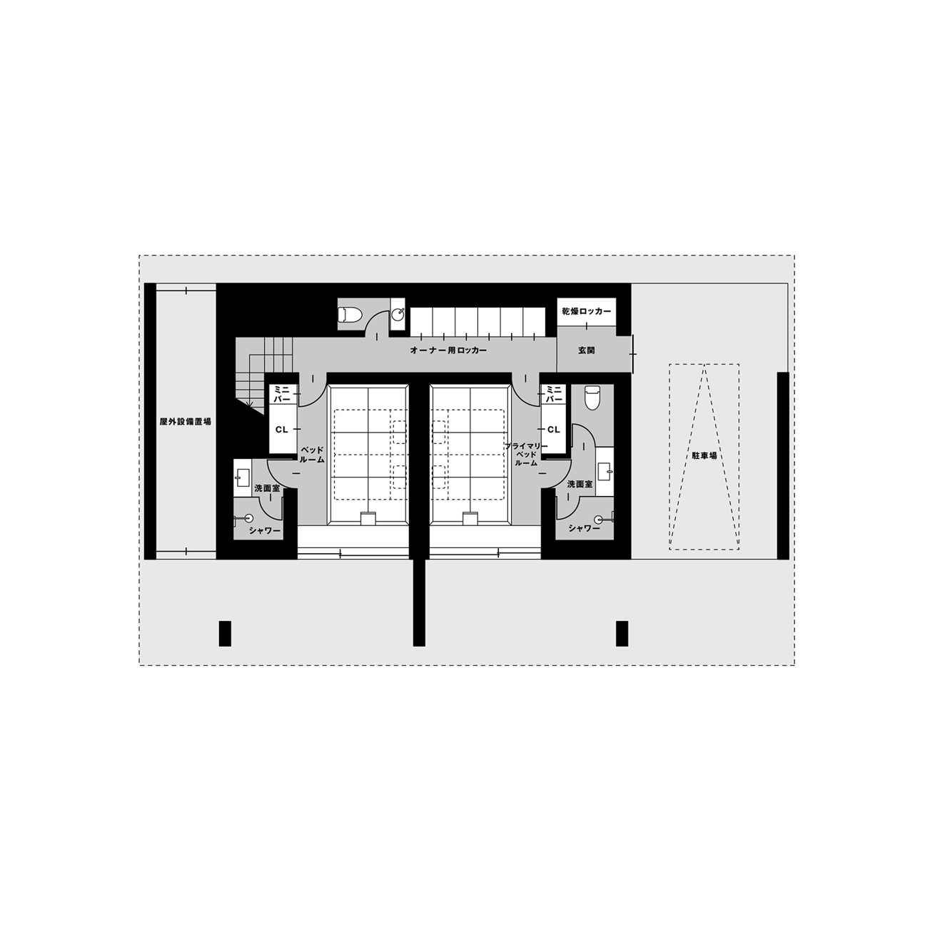 宿泊施設「NOT A HOTEL MINAKAMI (TOJI)」の内部