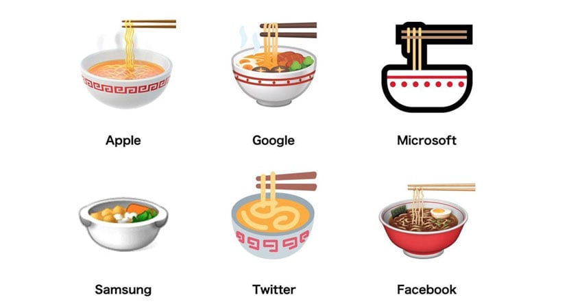 複数のバリエーションのあるラーメンの絵文字