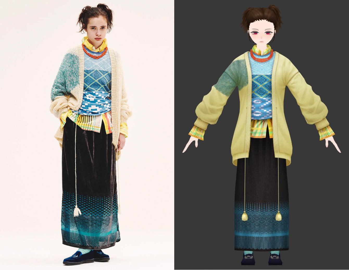 「マチュアリー」のルックを再現したウィメンズアバター