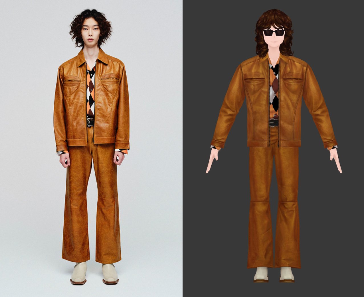 「ヴェイパライズ」のルックを再現したメンズアバター