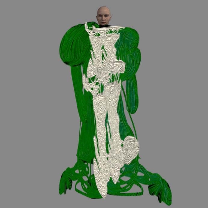 緑のドレスが描かれたデジタル作品