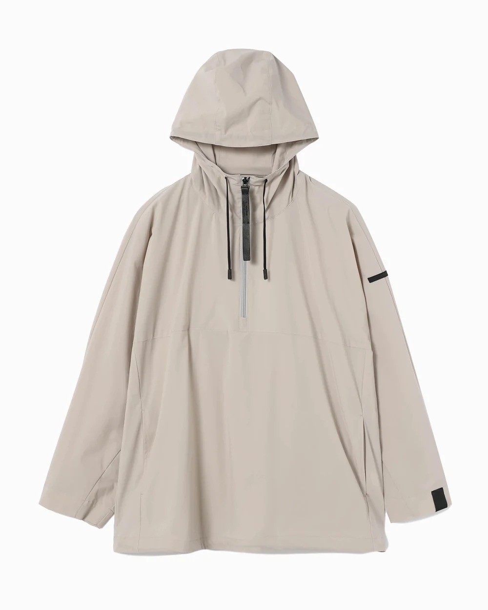 グレーのフーデッドブルゾン