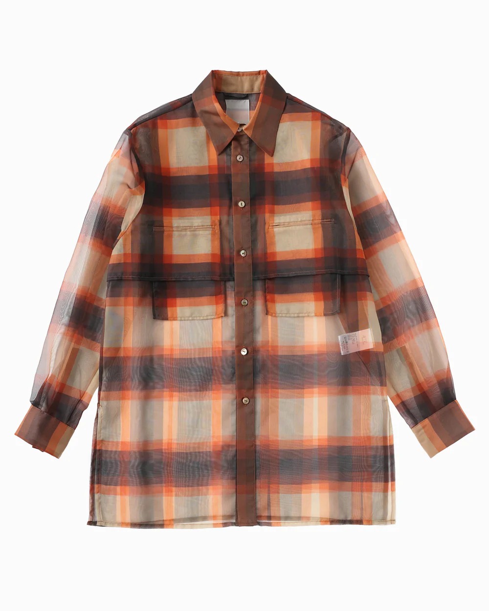 オレンジのチェックシャツ