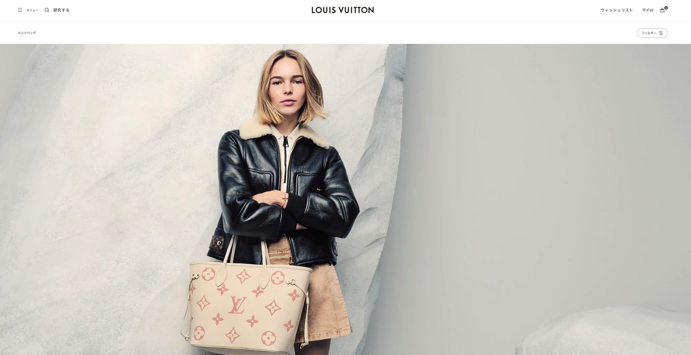 ルイ・ヴィトンのバッグを持った女性