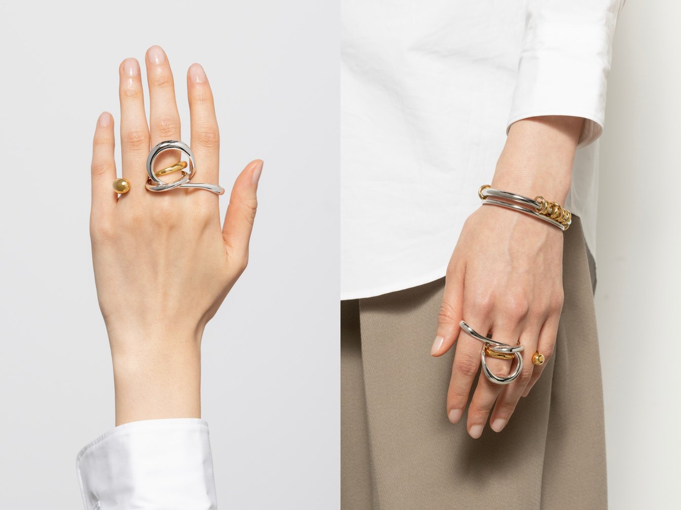 リングをつけた手元