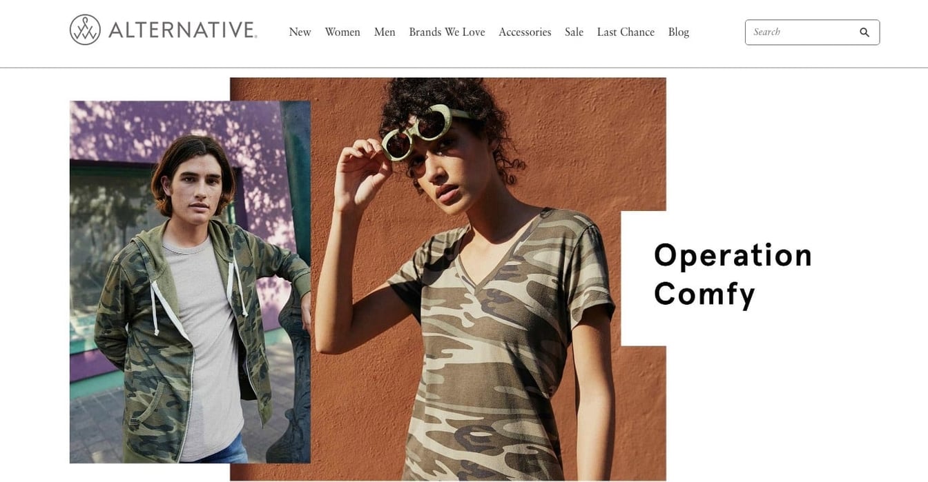 ALTERNATIVE APPAREL公式サイトのトップページ