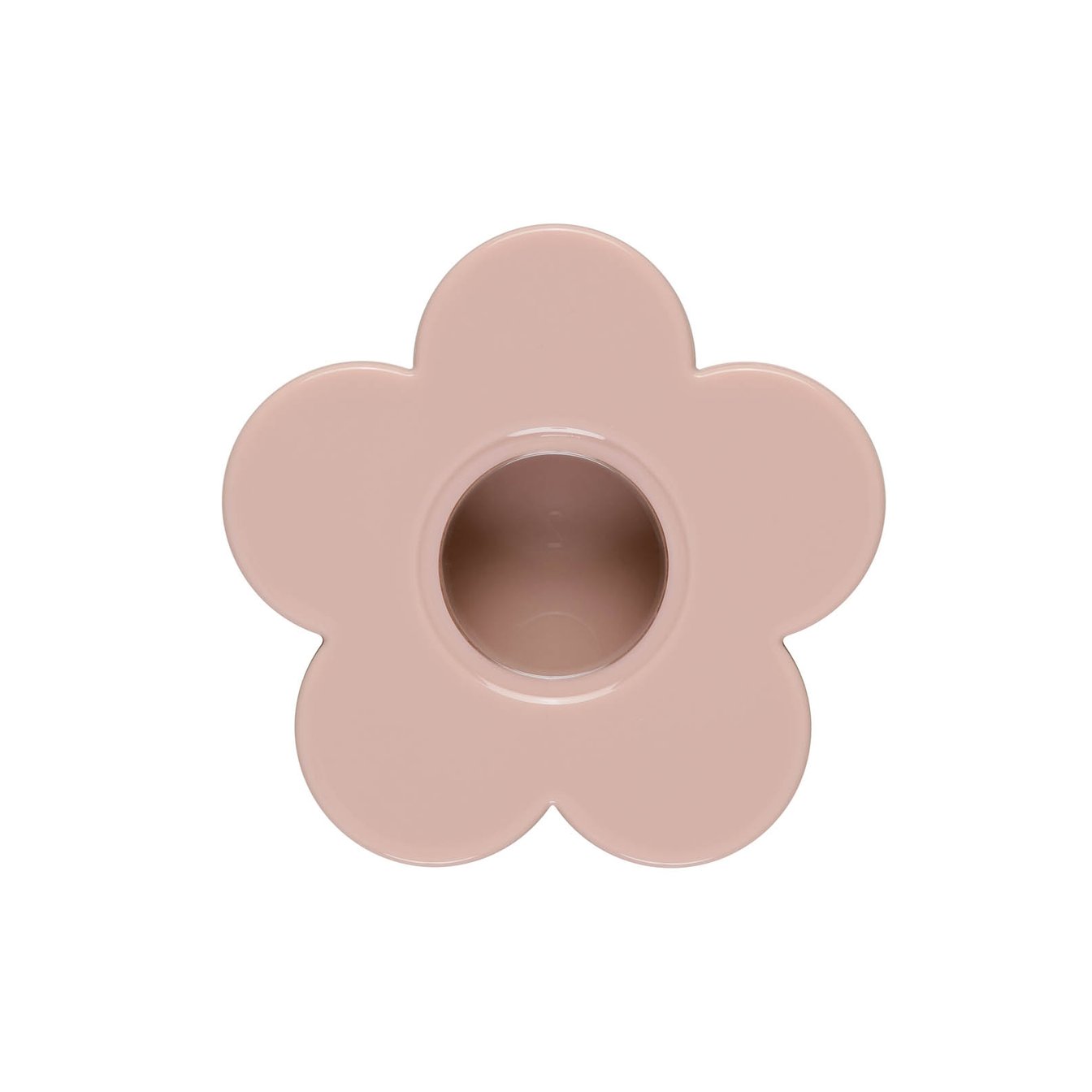 ピンクベージュ色のデイジー型メイクパレットケース