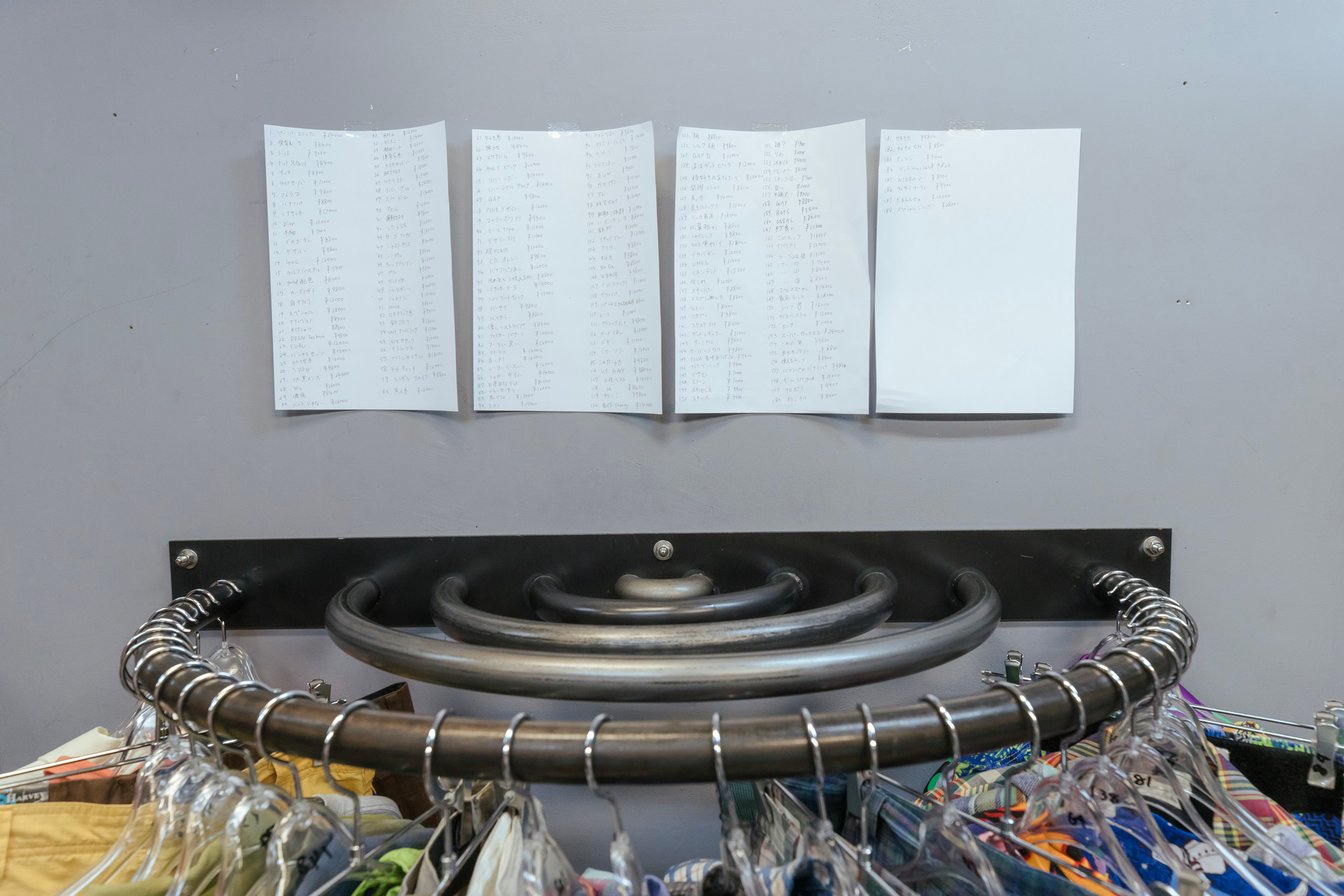 服がかけられたラック