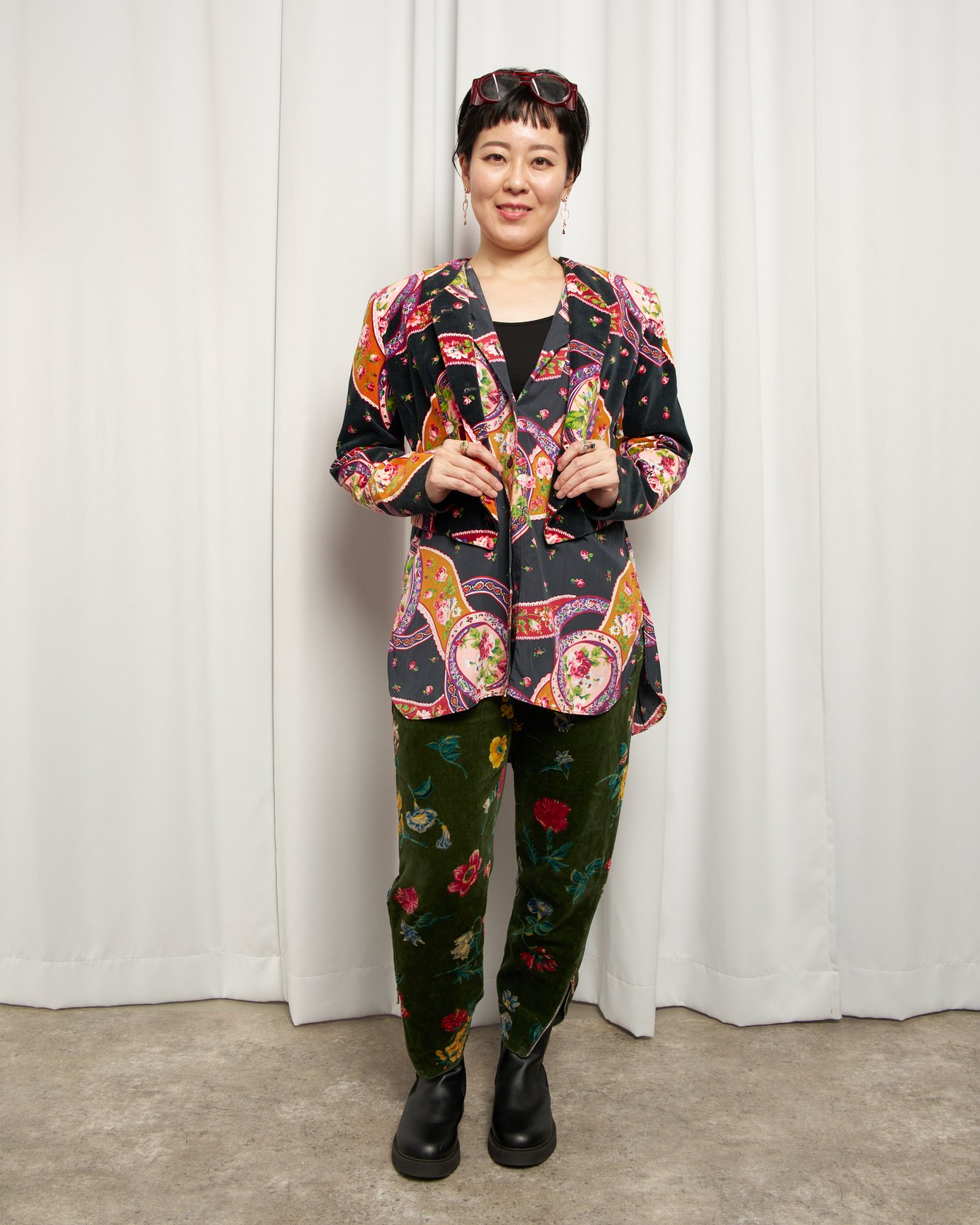 KENZO CITY 1980's 花柄ブラウス&ノーカラージャケット