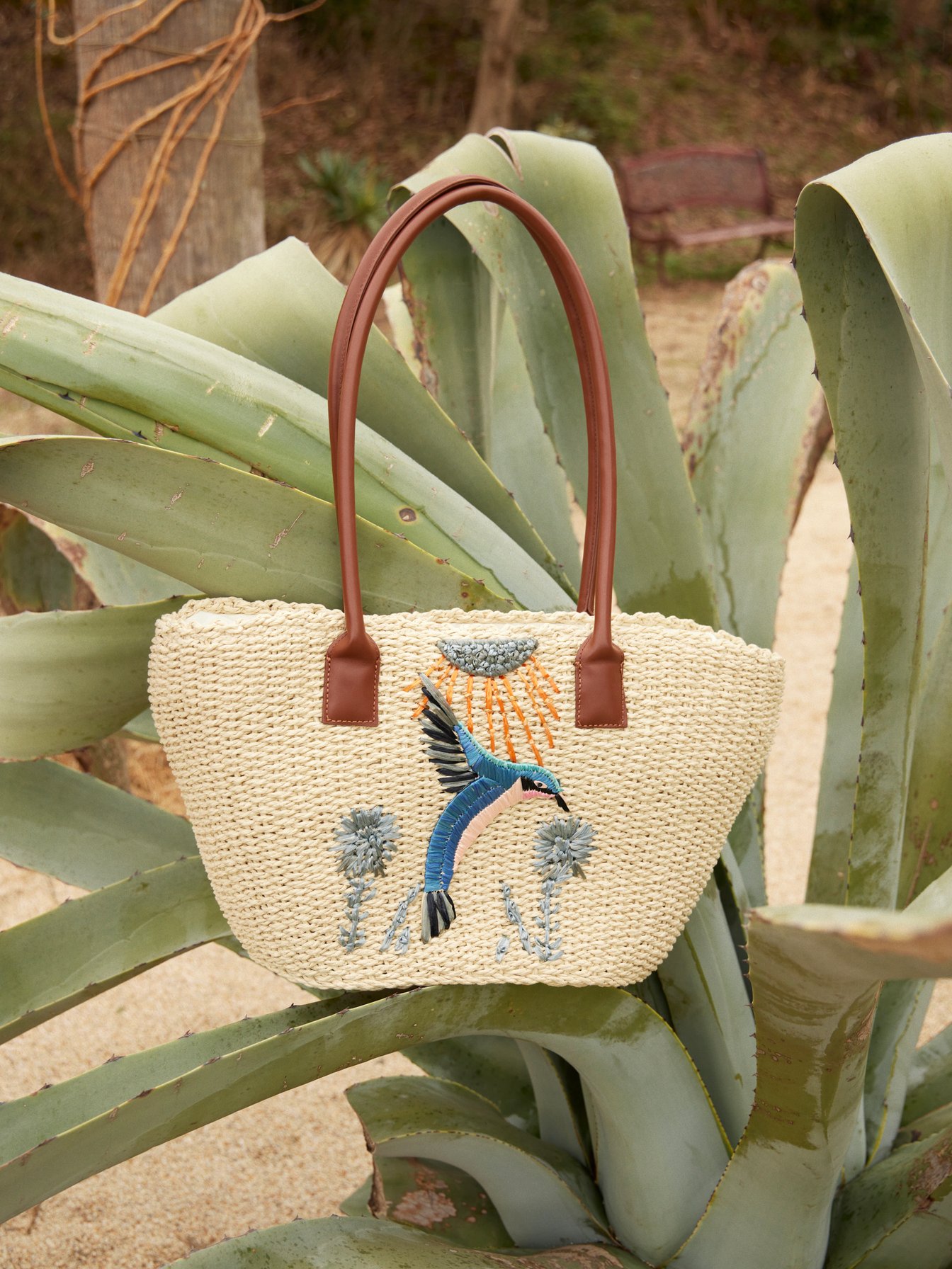 バード刺繍ウーブンバッグ「カサブランカ」(H28cm×W50cm×D19cm)4万6200円