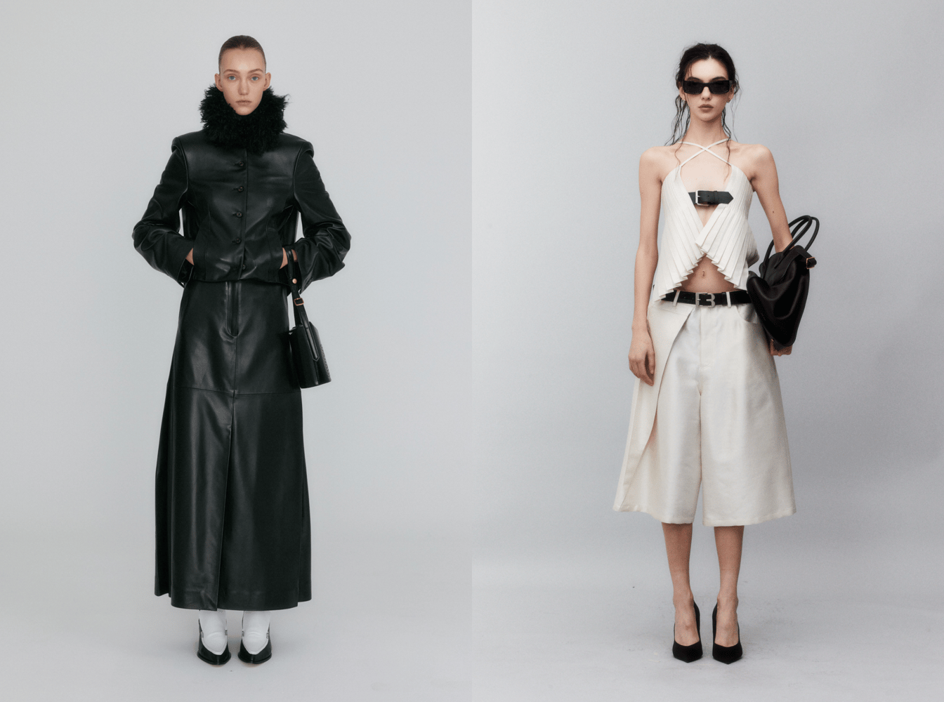 左:EENK 2024年秋冬コレクション、右:BONBOM 2024年プレフォールコレクションのルック画像