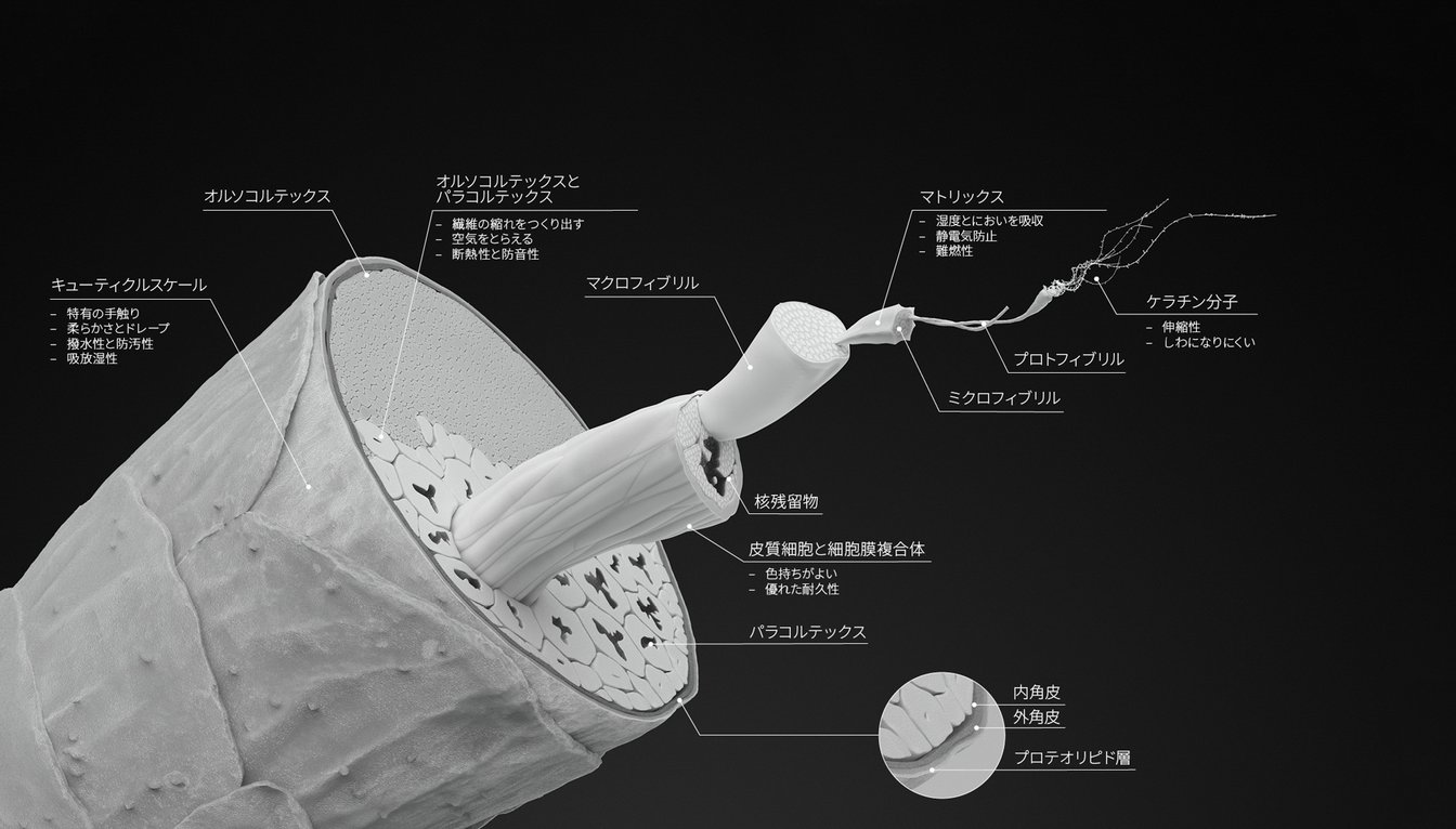 ウール繊維の断面図