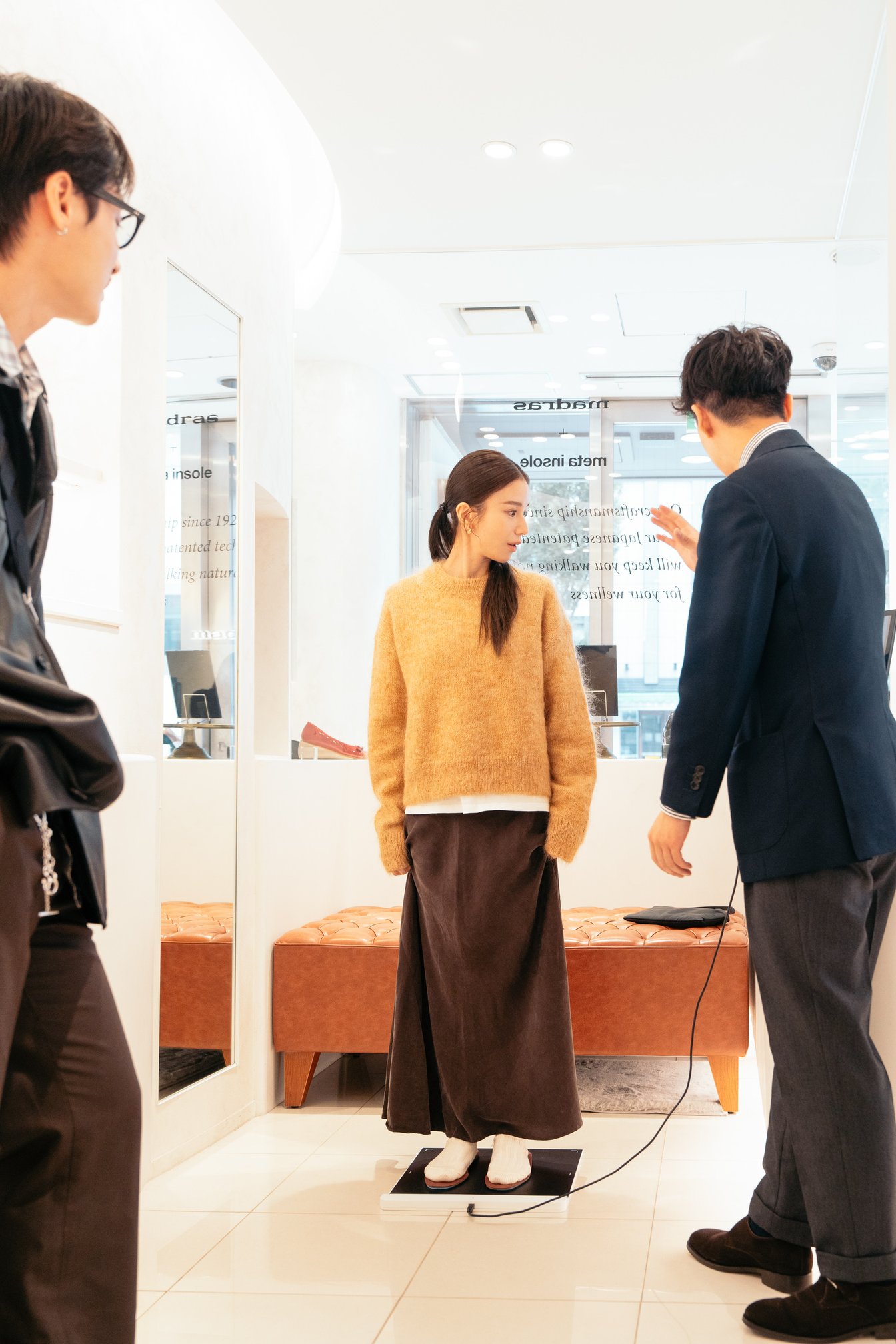 足圧を測っている様子