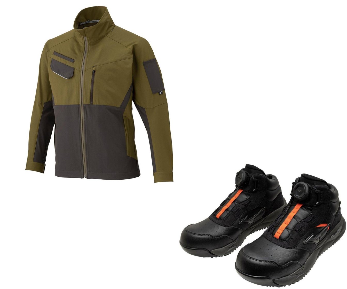 ミズノがワークビジネスカテゴリーで提供しているウェアやシューズのサンプル画像