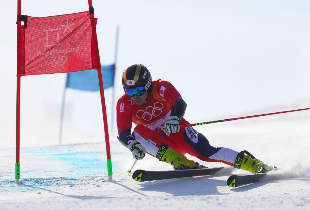 2018年平昌冬季オリンピック男子大回転での滑走中の石井さんの画像